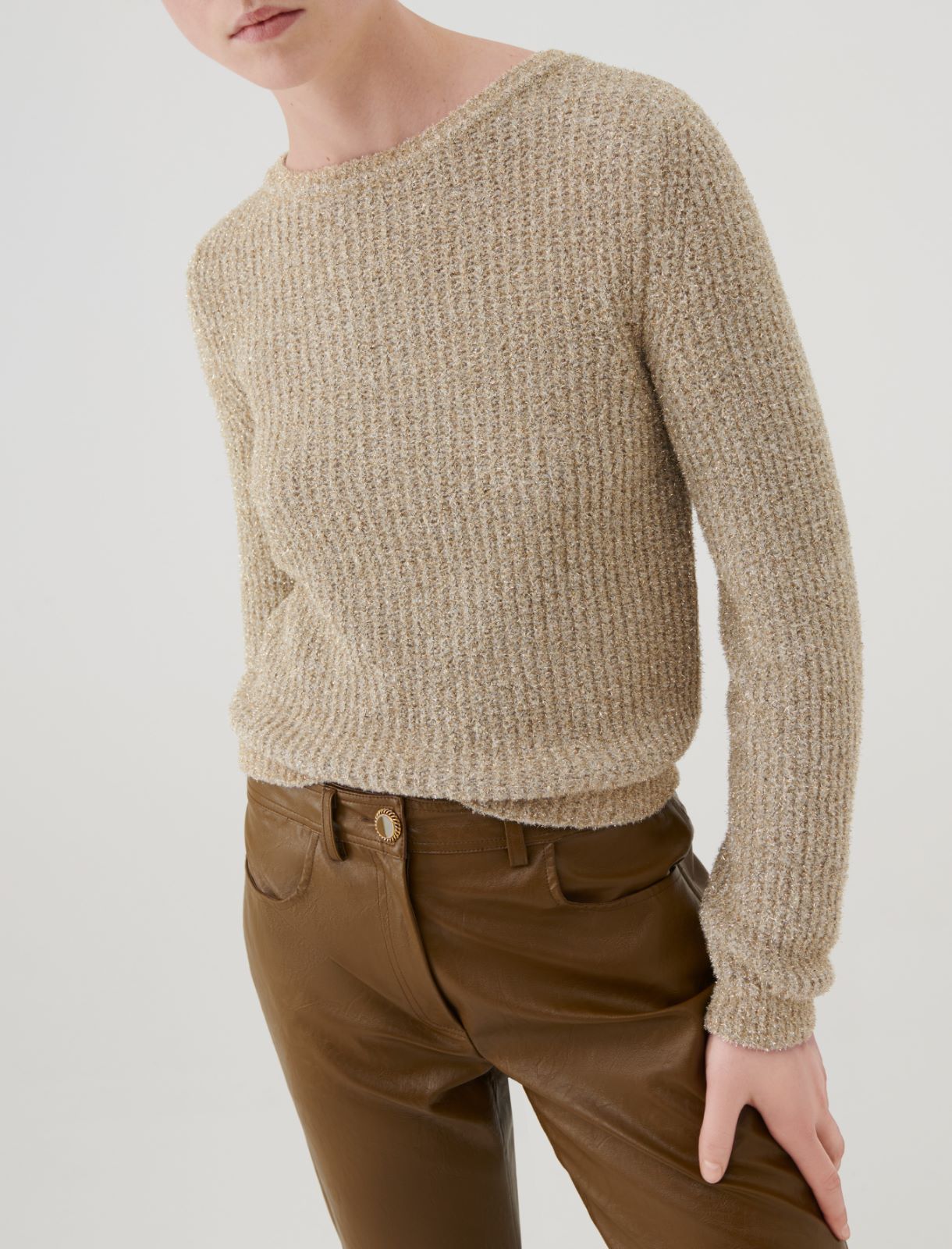 Lurex sweater - Beige golden - Marella - 4