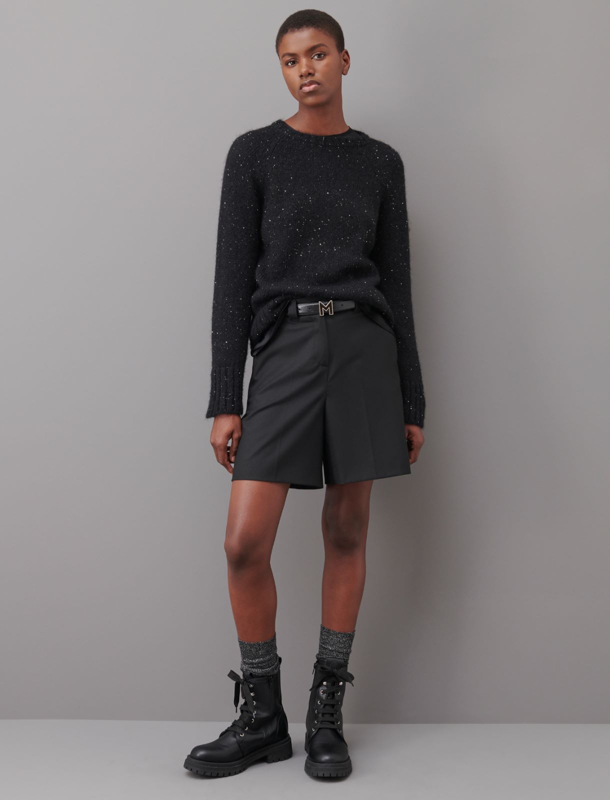 Sequinned sweater - Black - Marella