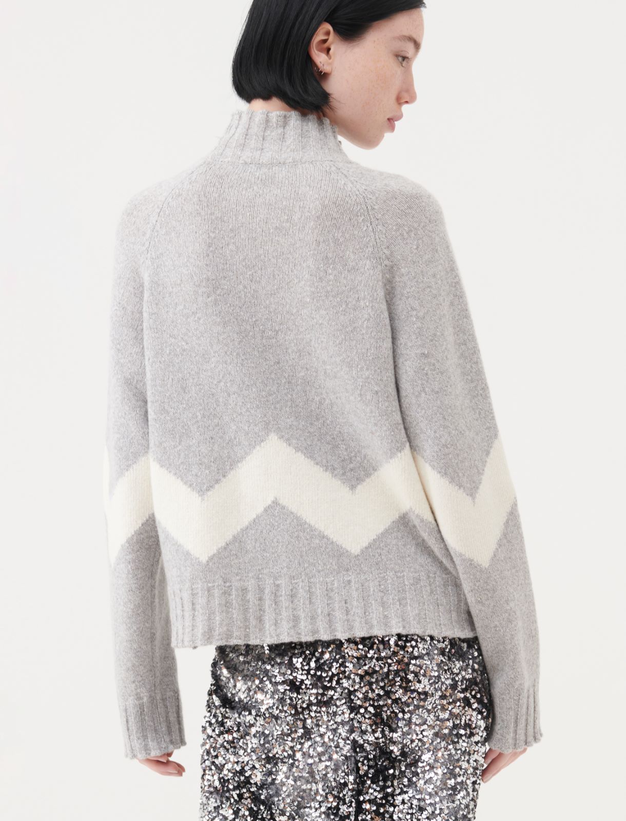 Inlay sweater - Melange light grey - Marella - 2