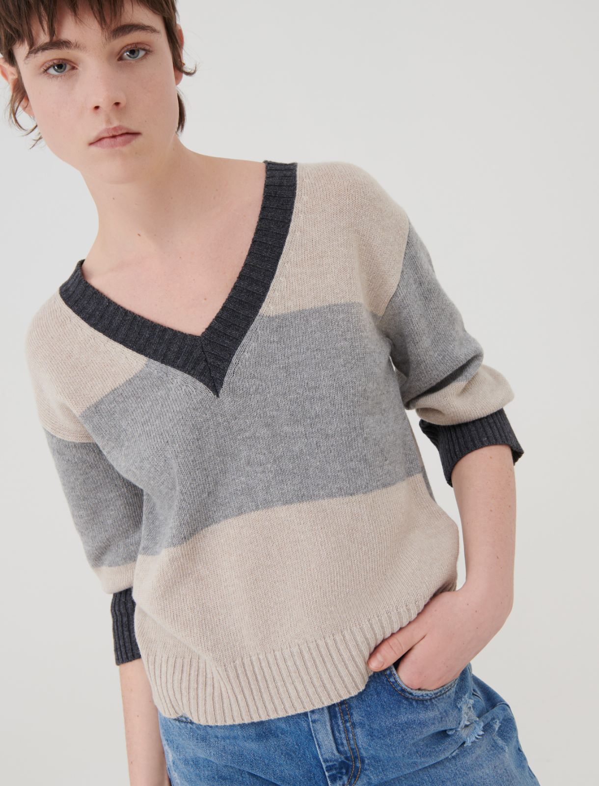 Colourblock sweater - Beige - Marella - 3
