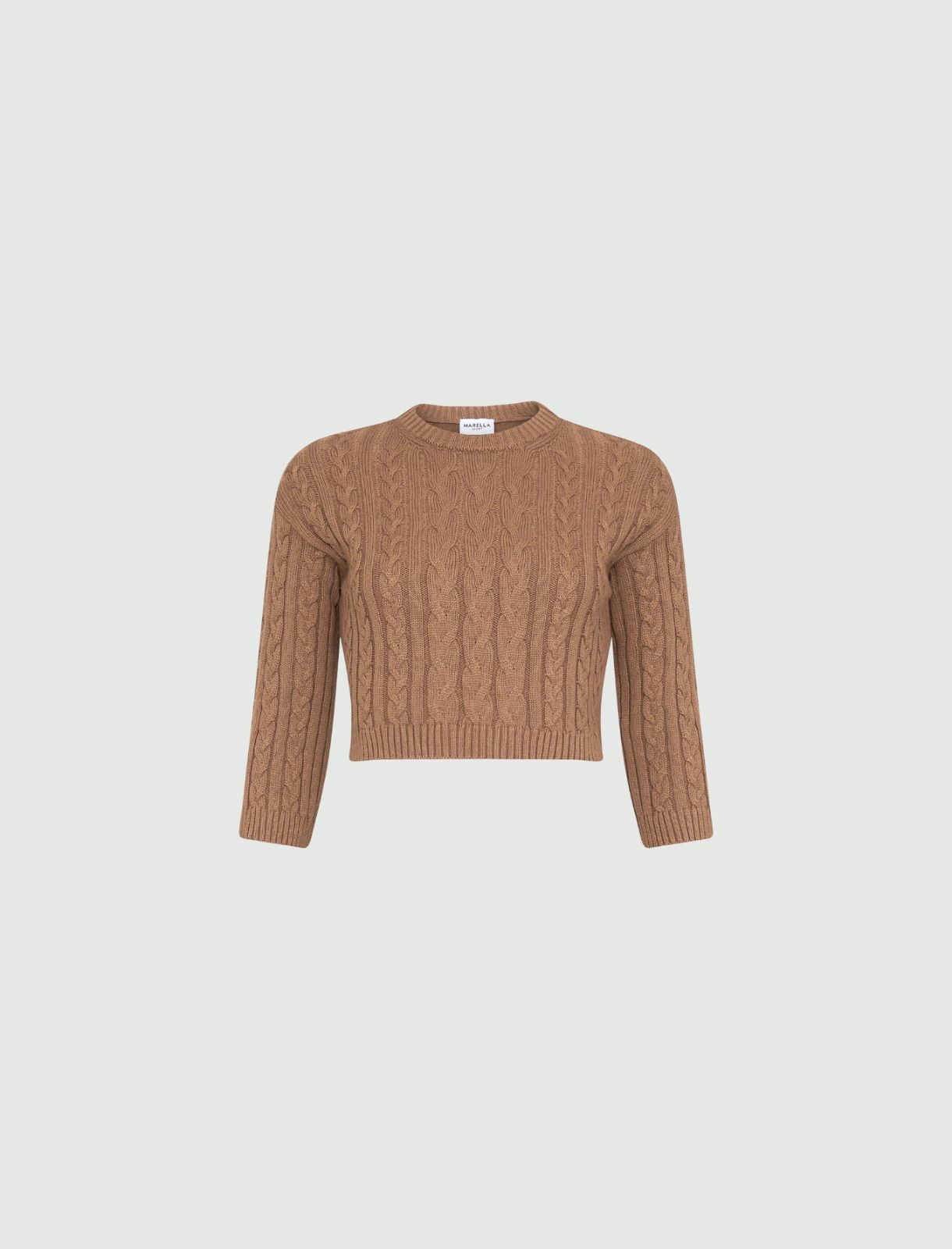 Cropped sweater - Camel - Marella - 6