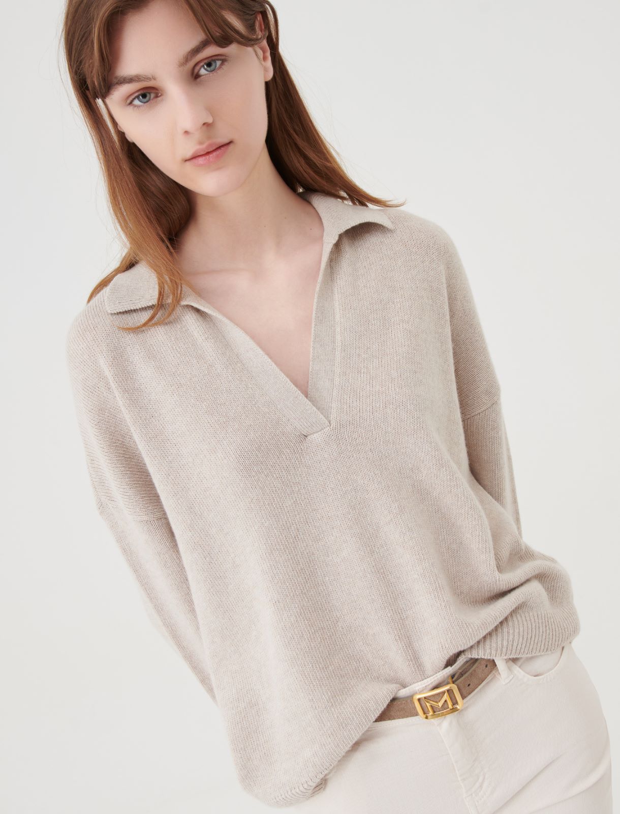 Polo sweater - Beige - Marella - 3
