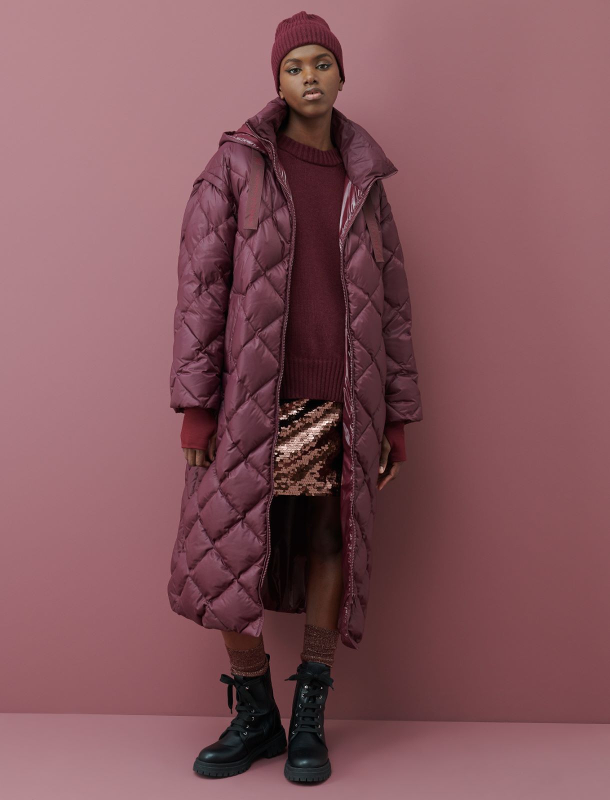 Quilted coat, bordeaux | Marella