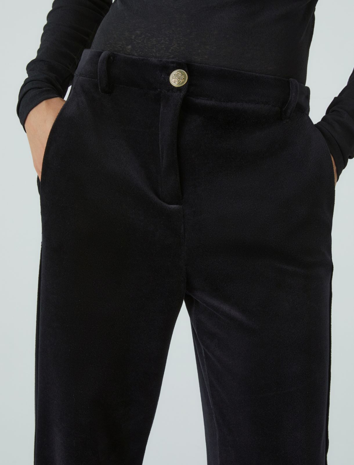 Jersey chenille trousers - Black - Marella - 4