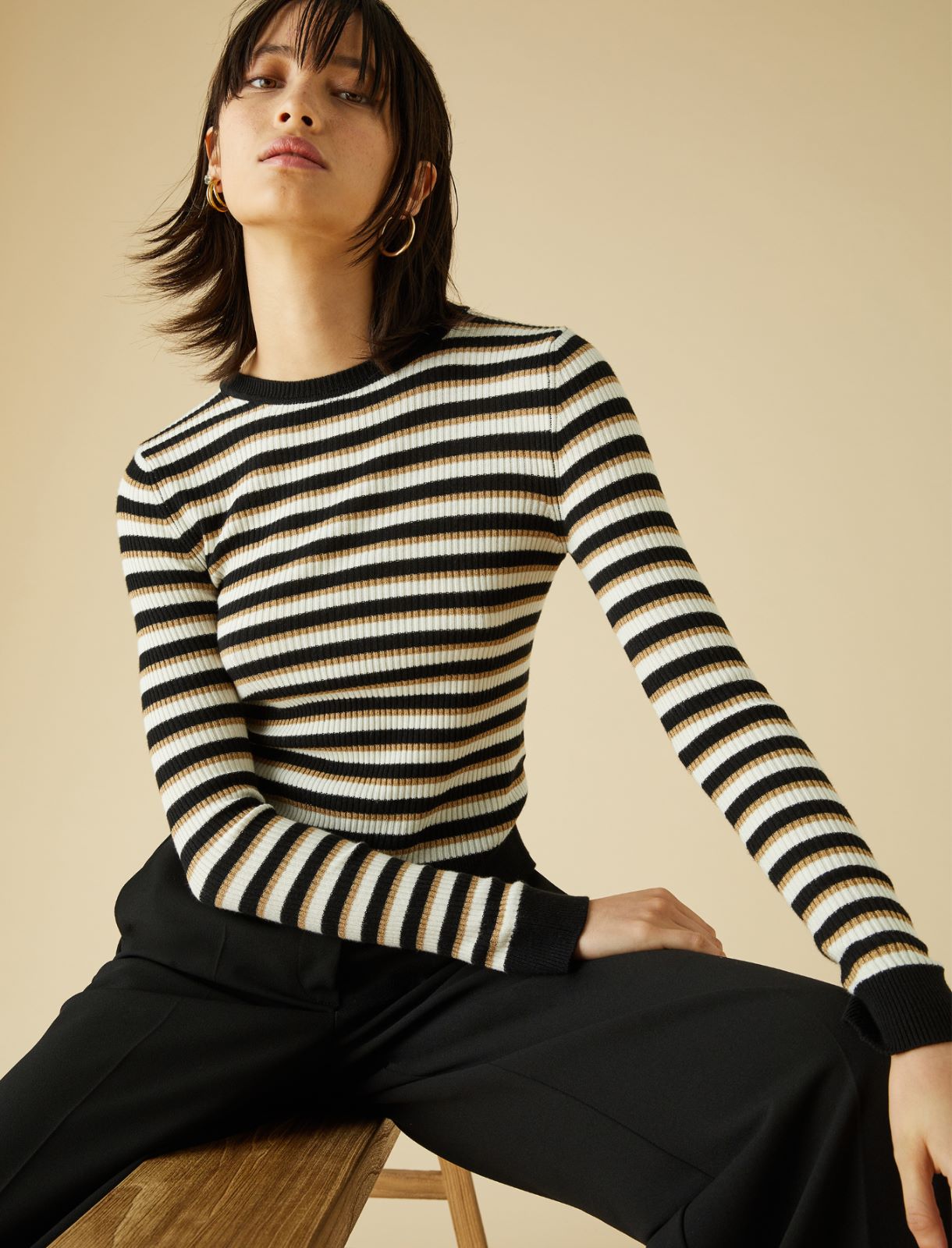 Striped sweater - Black - Marella - 3