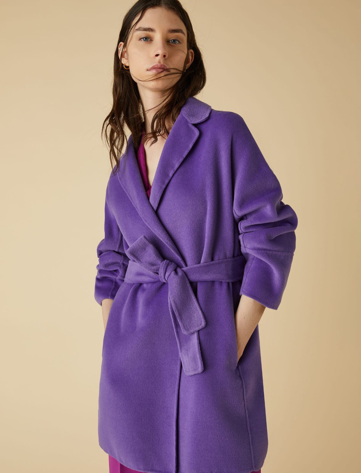 Belted coat - Purple - Marella - 3