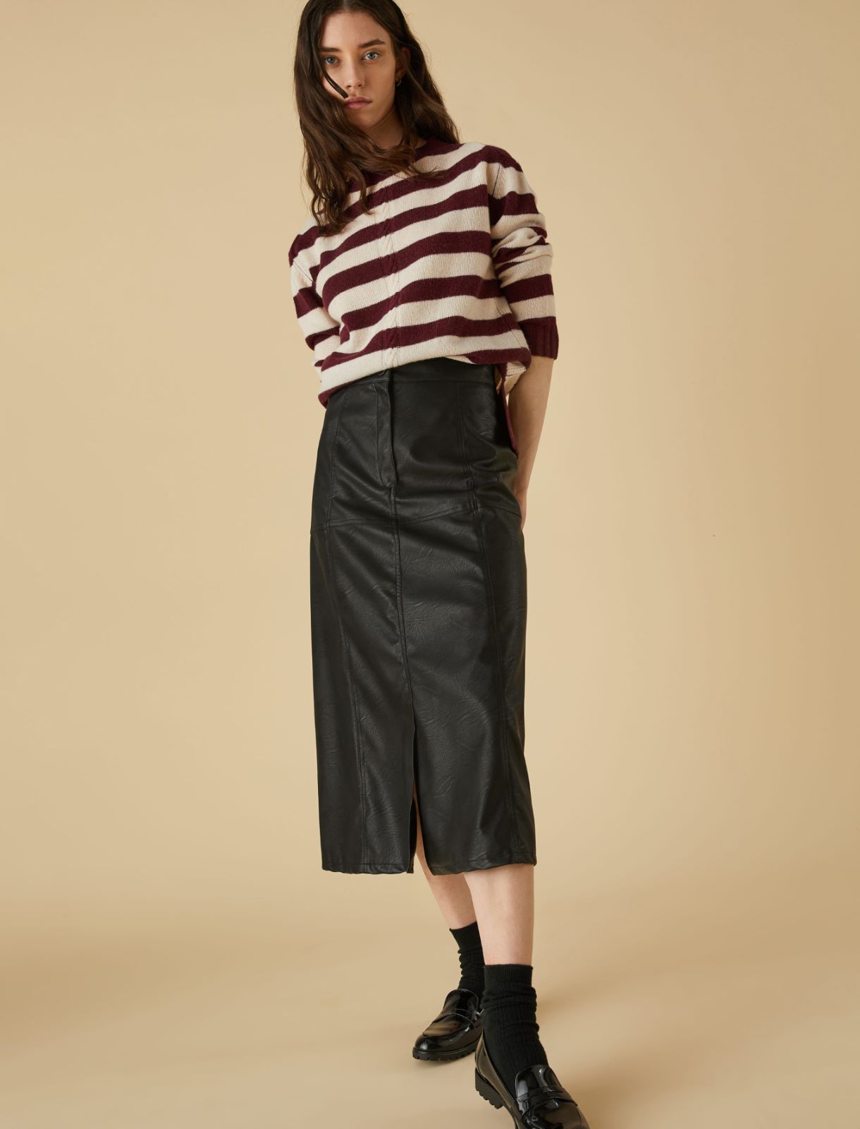 Slit-detail skirt - Black - Marella - 3