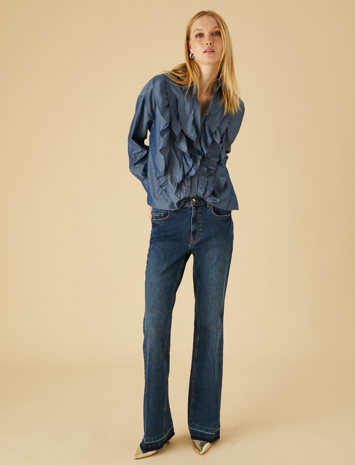 Ruched shirt - Blue jeans - Marella