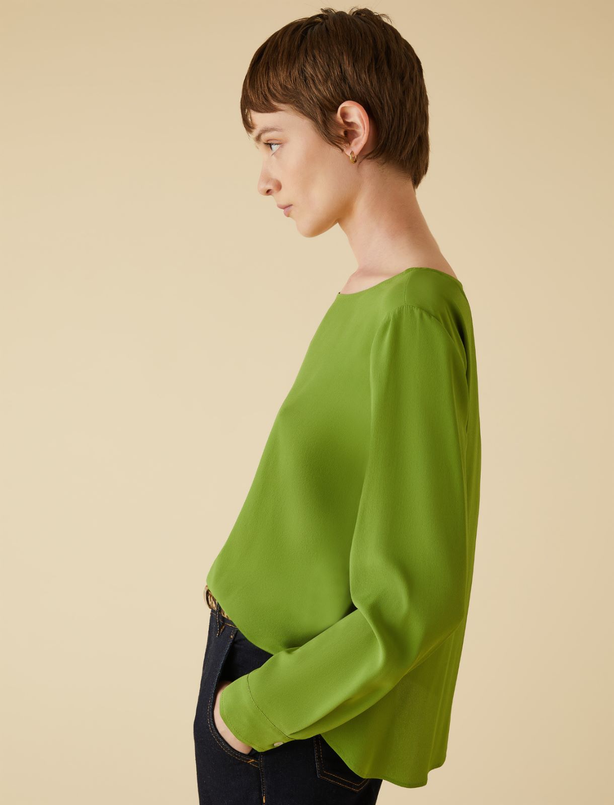 Crepe blouse - Light olive-green - Marella