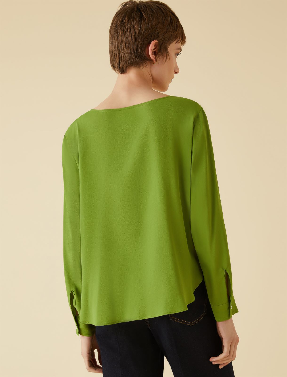 Crepe blouse - Light olive-green - Marella - 2