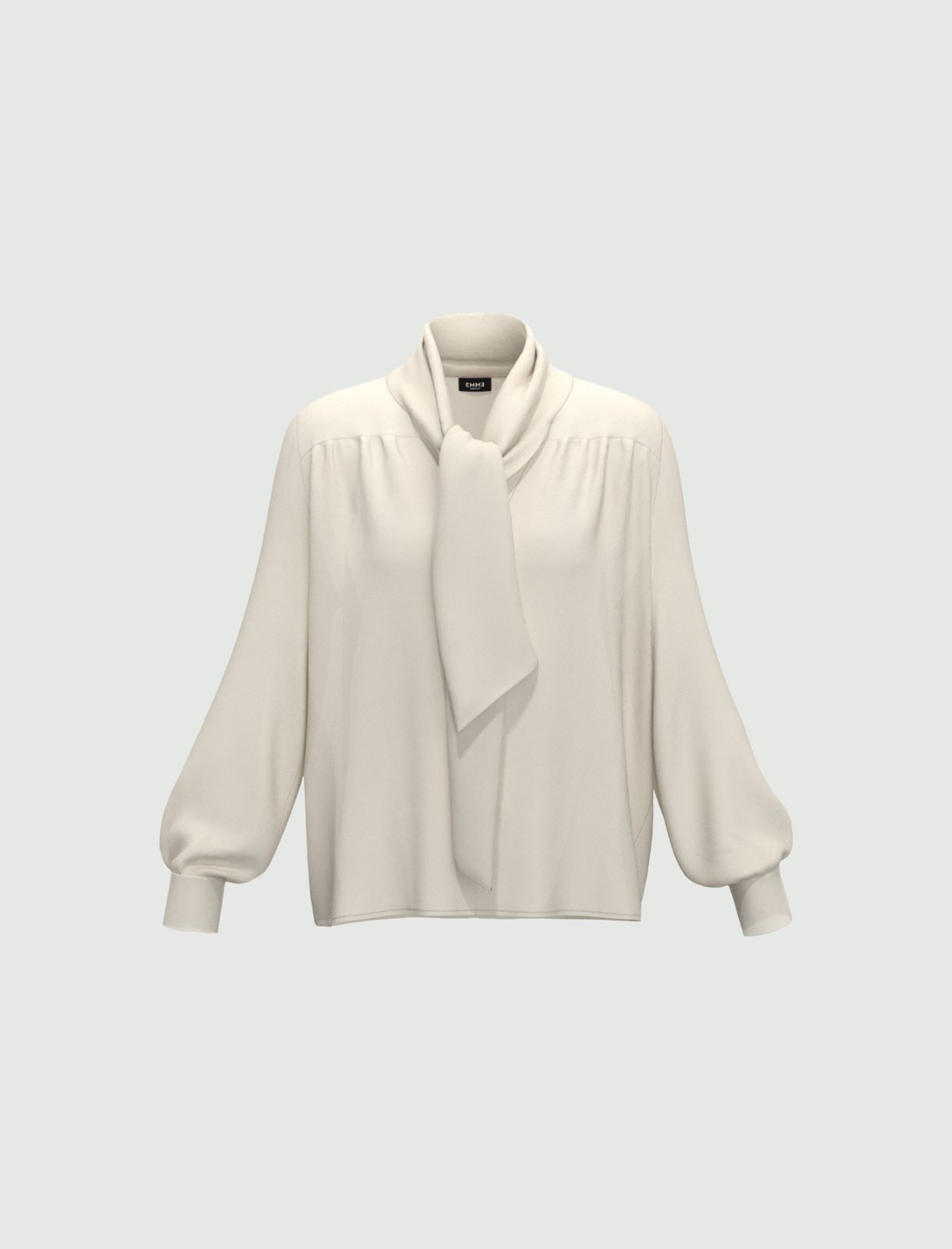 Neckerchief-adorned blouse - Beige - Marella - 4