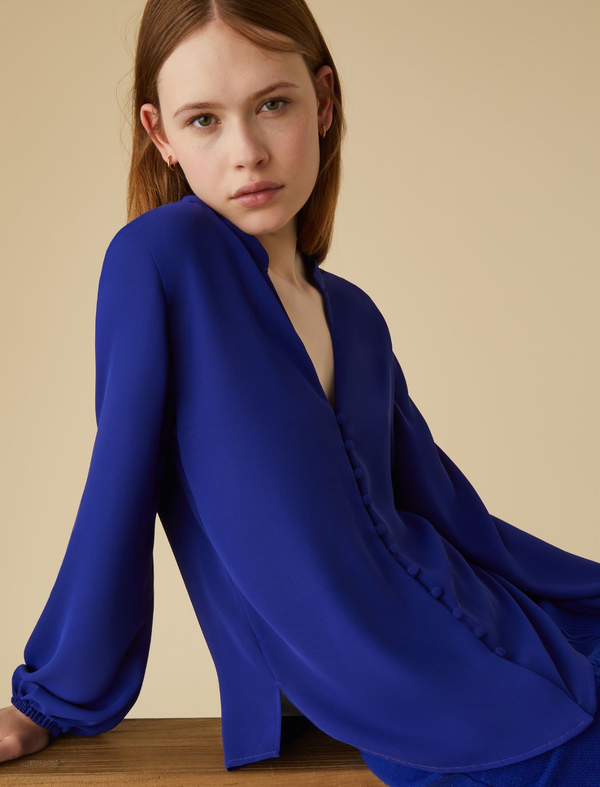 Georgette blouse - Cornflower blue - Marella - 4