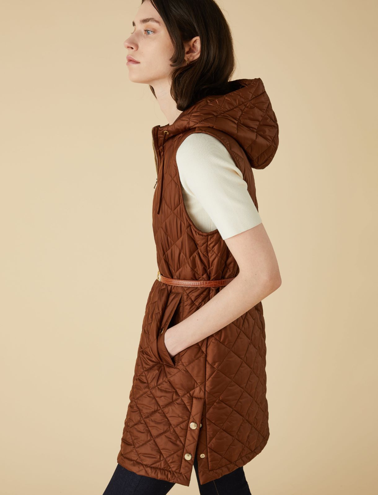 Quilted gilet - Burnt brown - Marella - 3