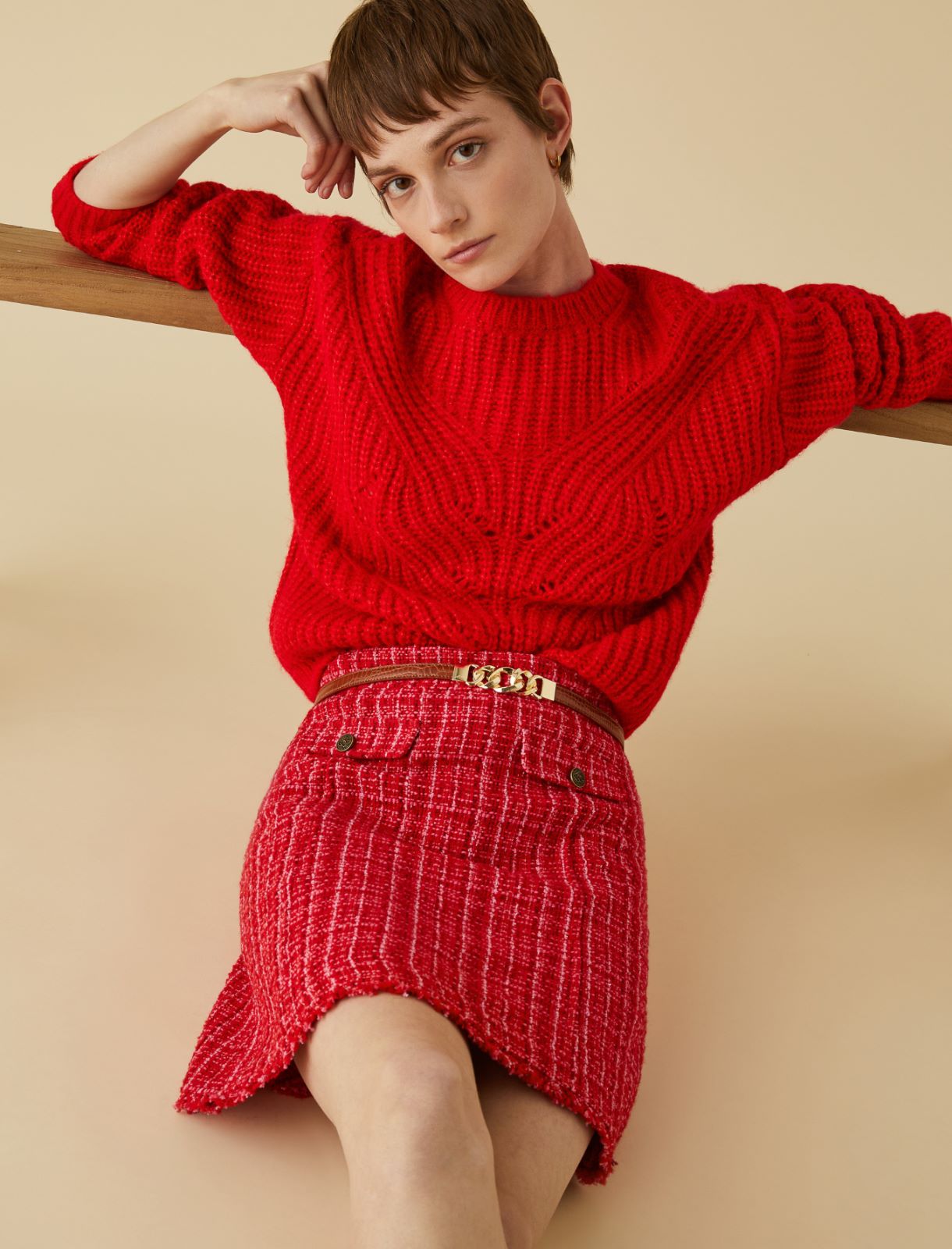 Multi-knit sweater - Red - Marella - 3