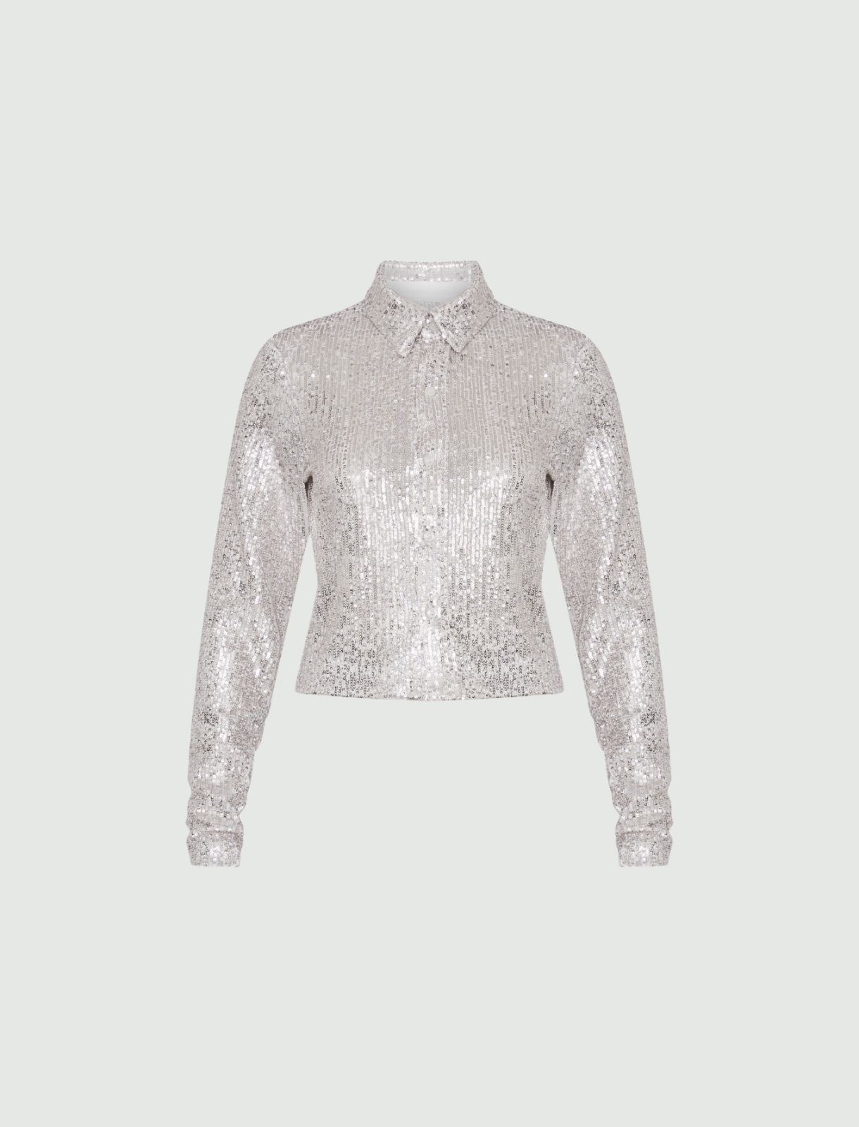 Sequinned shirt - Silver - Marella - 4
