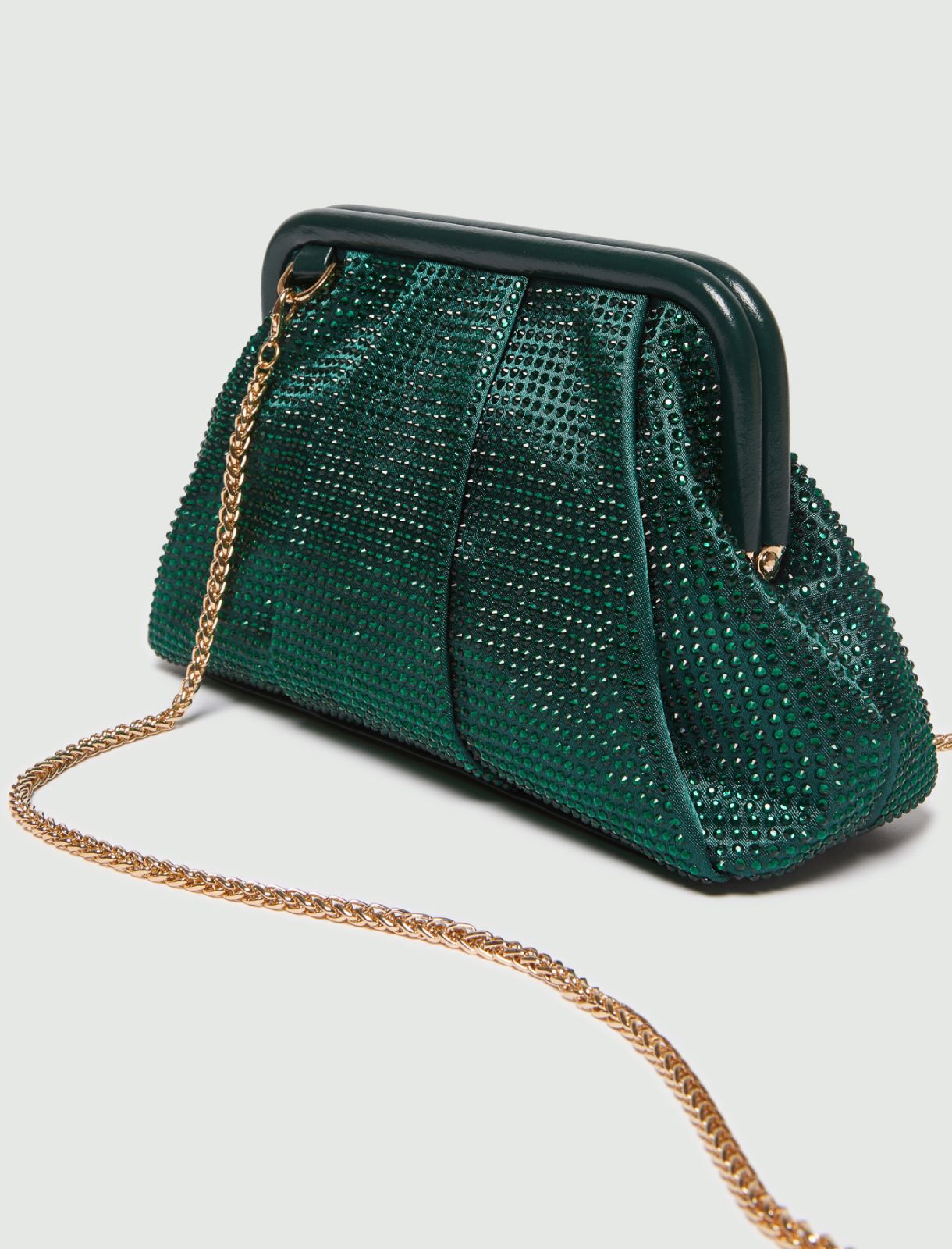 Rhinestone clutch bag - Green - Marella - 3