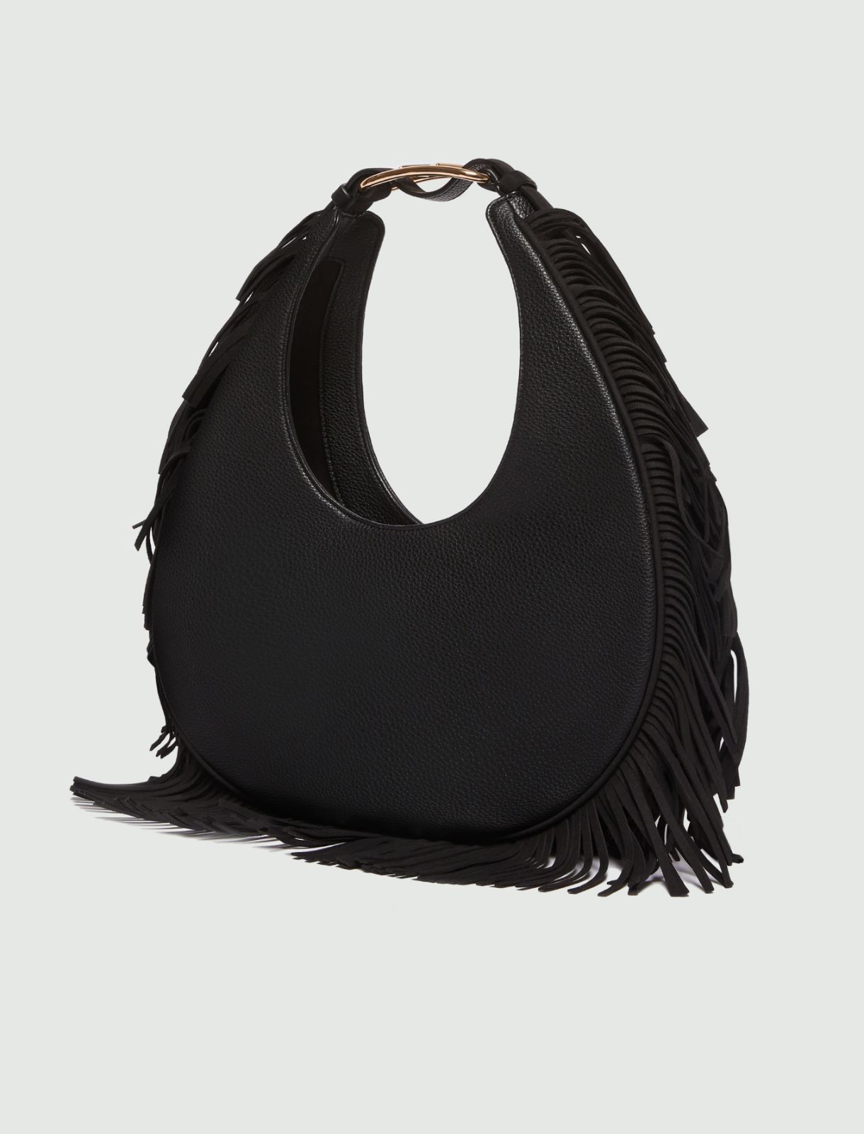 Medium bag with fringes - Black - Marella - 2