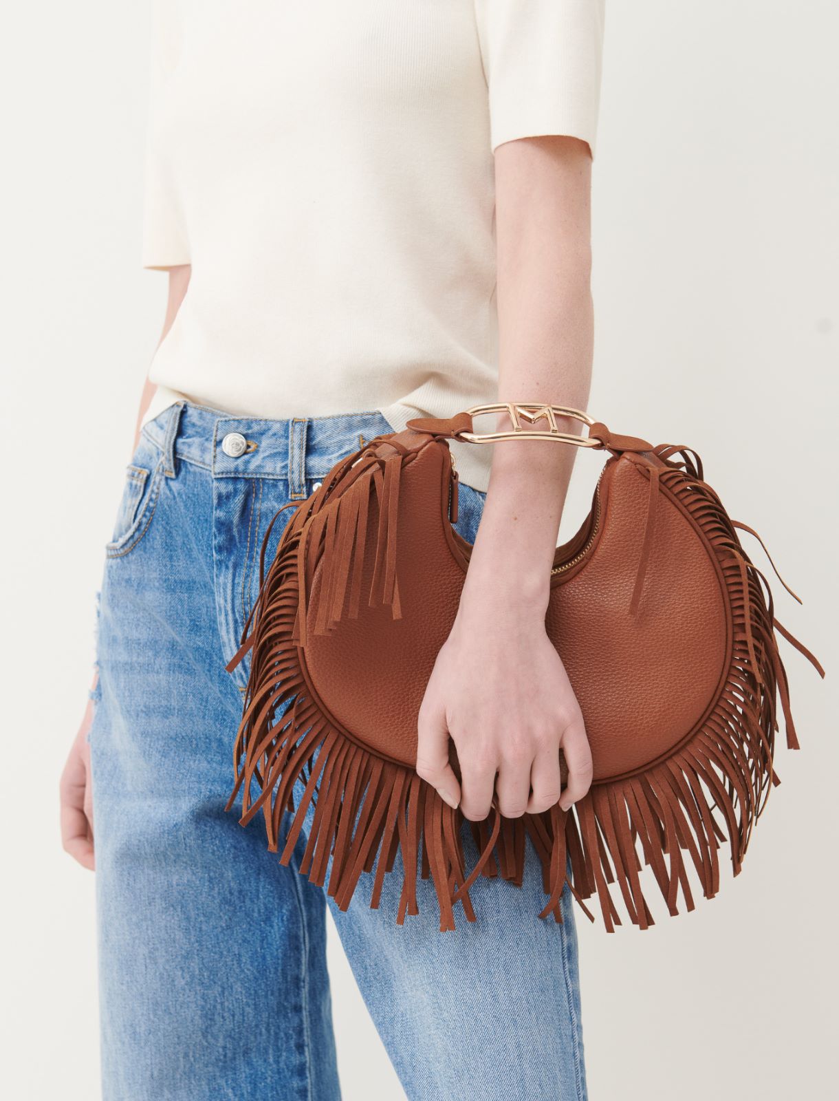Small bag with fringes - Tobacco - Marella - 4