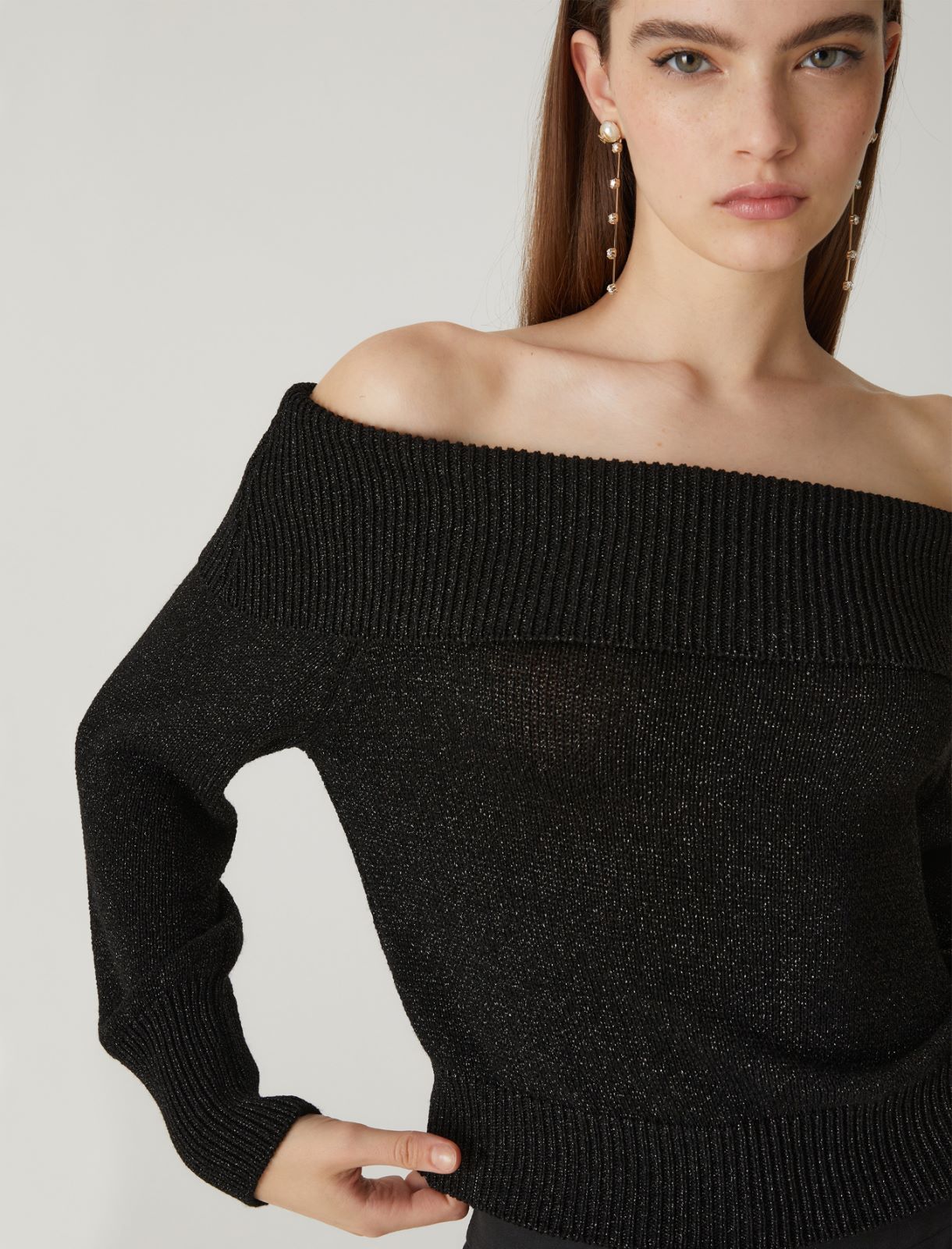 Off-the-shoulder sweater - Black - Marella - 4