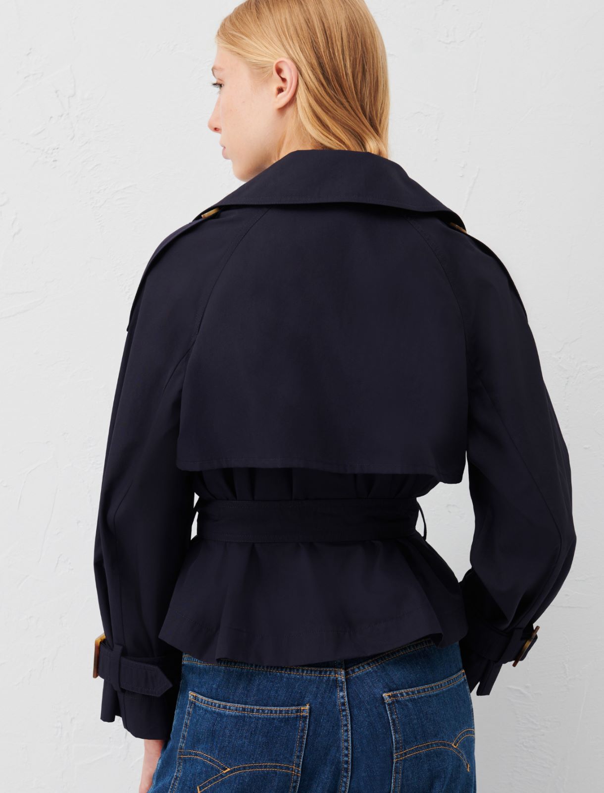 Cropped trench coat - Navy - Marella - 2