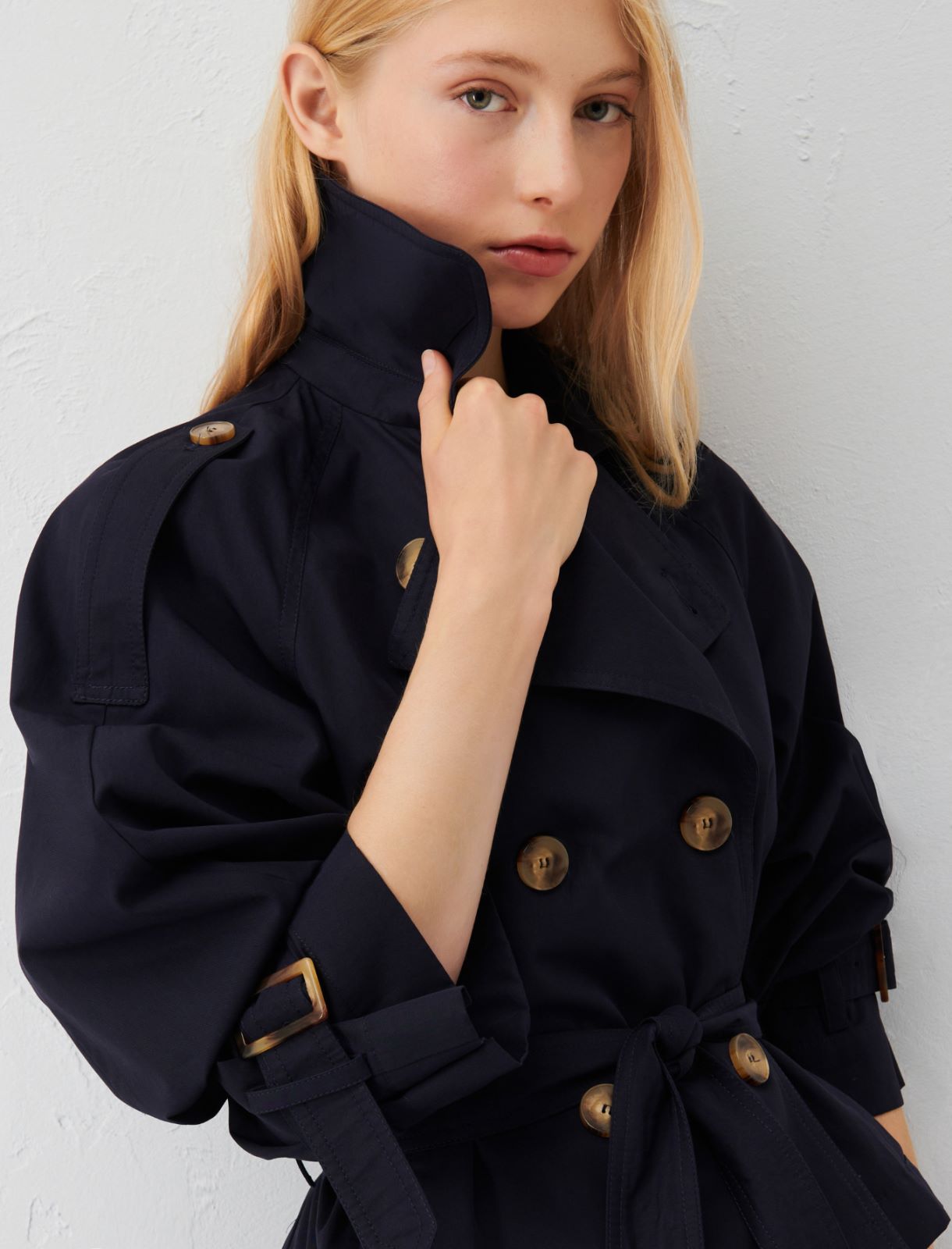 Cropped trench coat - Navy - Marella - 4
