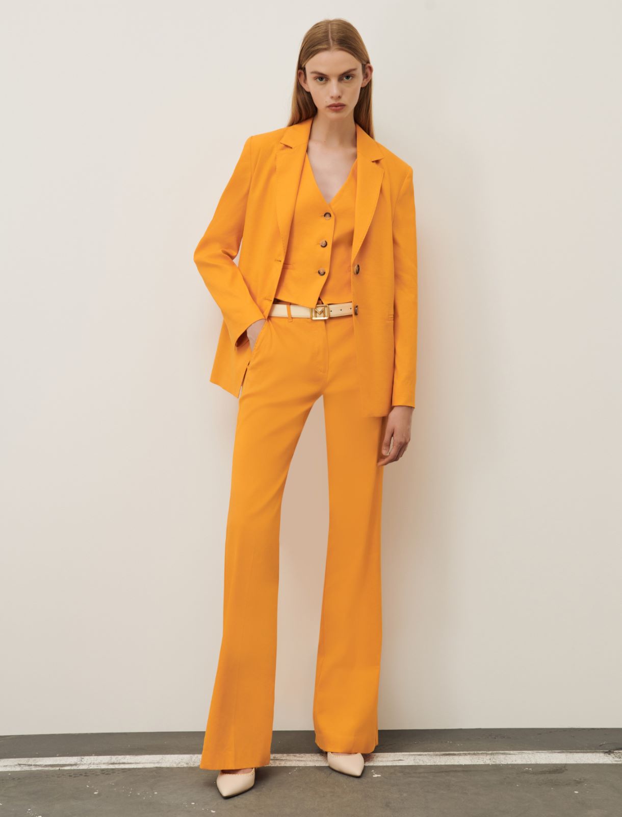 Linen-blend blazer, orange | Marella