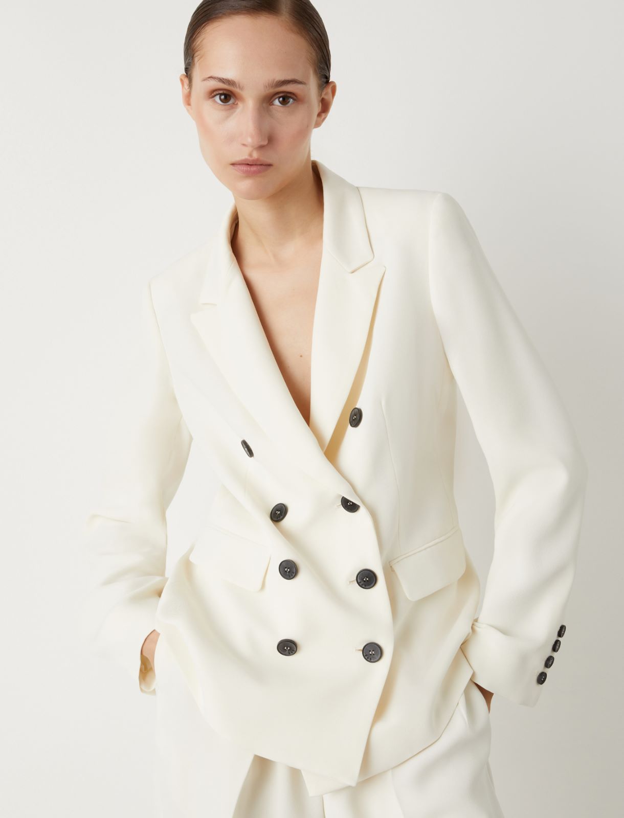 Double-breasted blazer - Wool white - Marella - 3