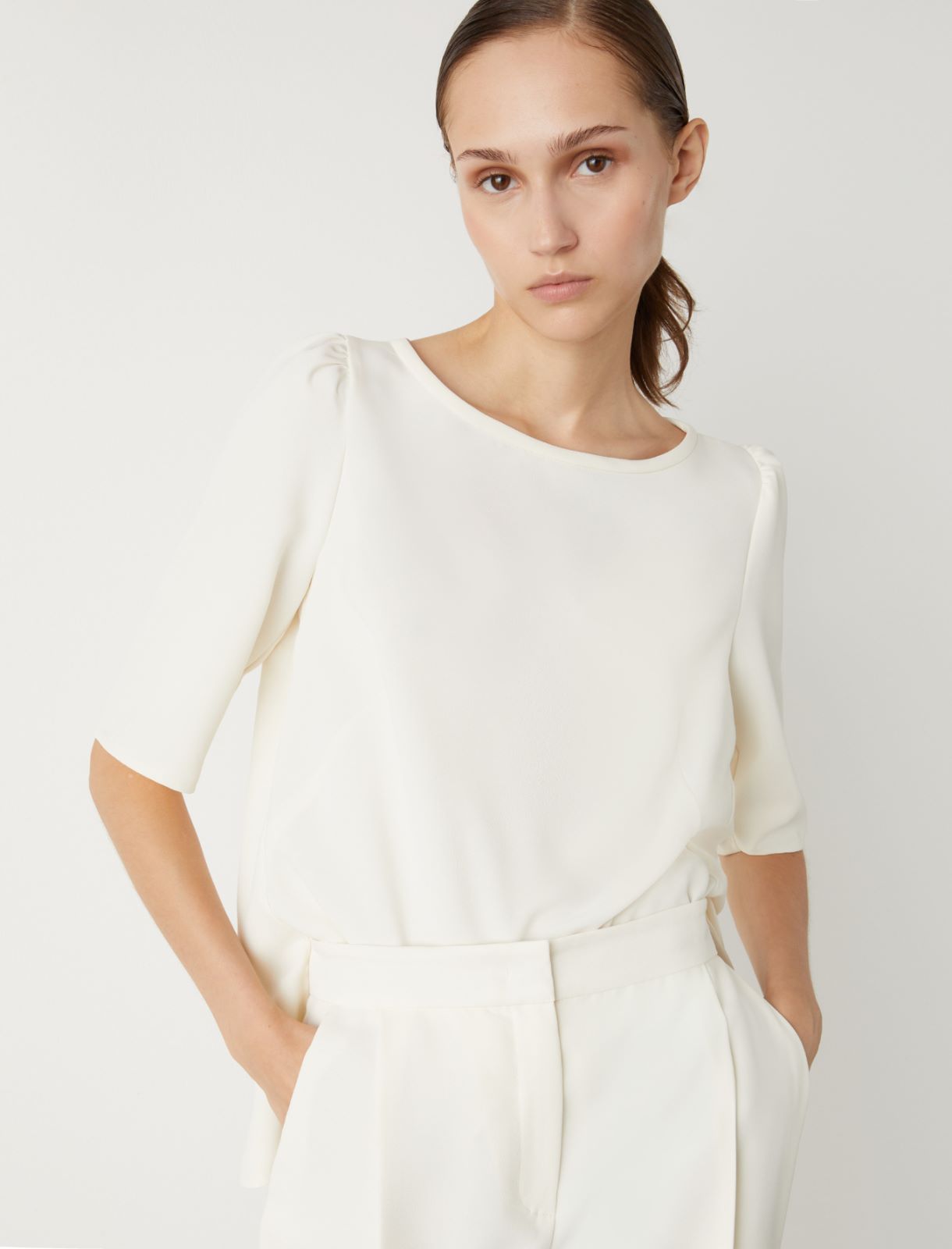 Crepe blouse - Wool white - Marella - 3