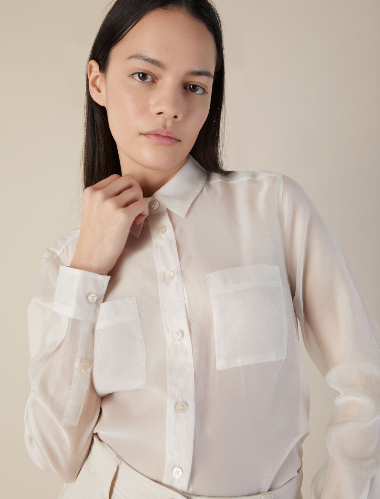 Muslin shirt, wool white | Marella 