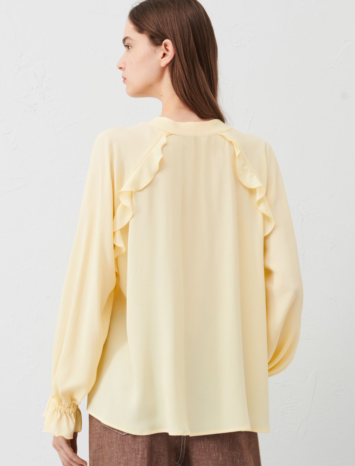Ruffle blouse, light yellow