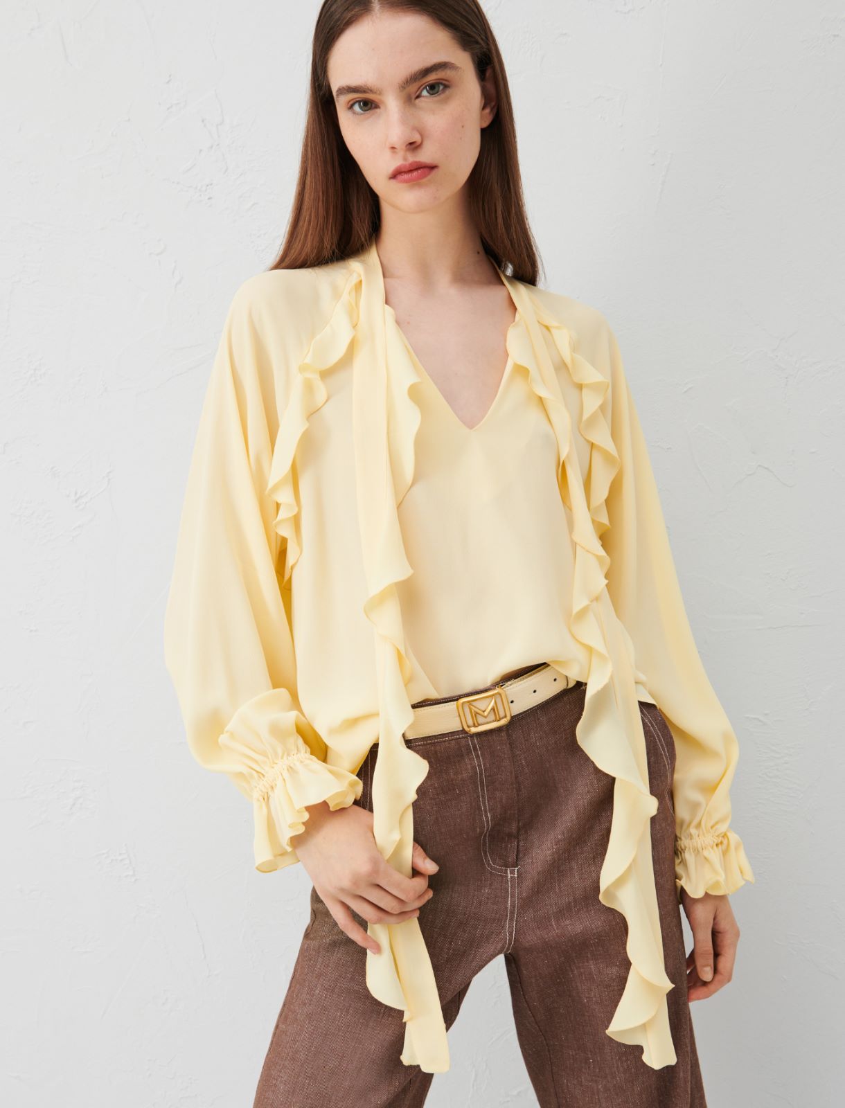 Ruffle blouse - Light yellow - Marella - 3