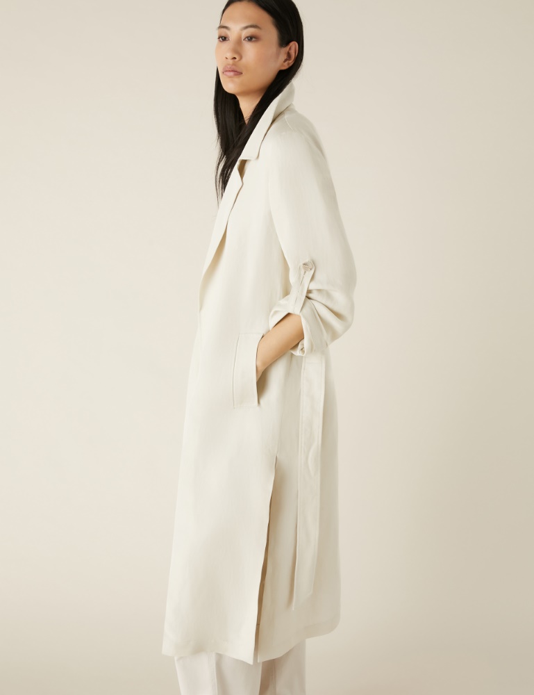 Linen-blend duster coat - Wool white - Marella