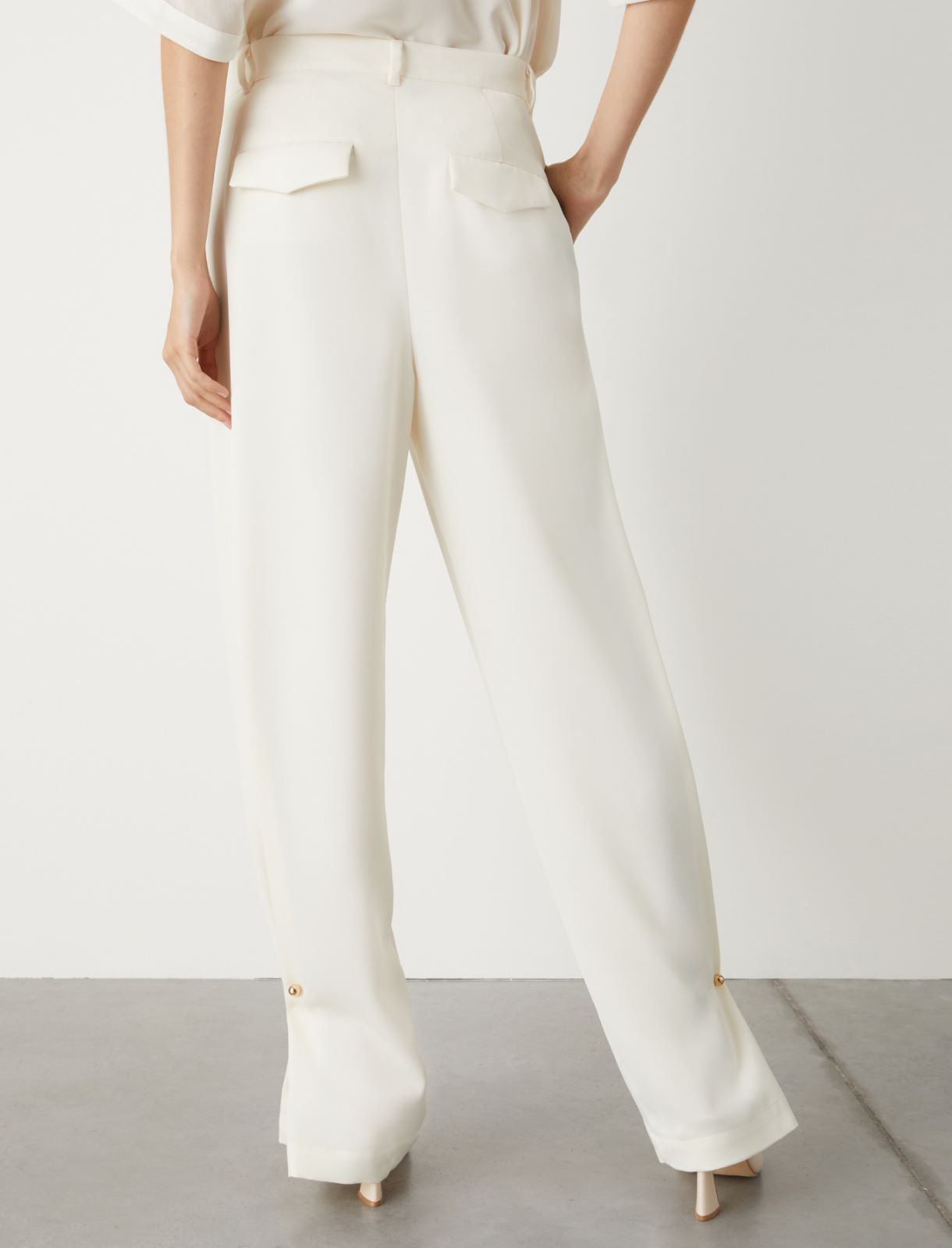 Pantalon en satin - Blanc laine - Marella - 2