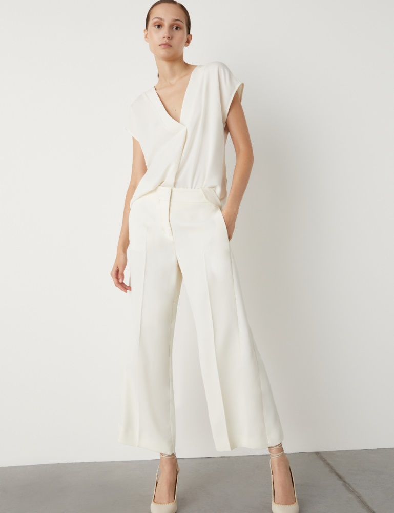 Cropped trousers - Wool white - Marella
