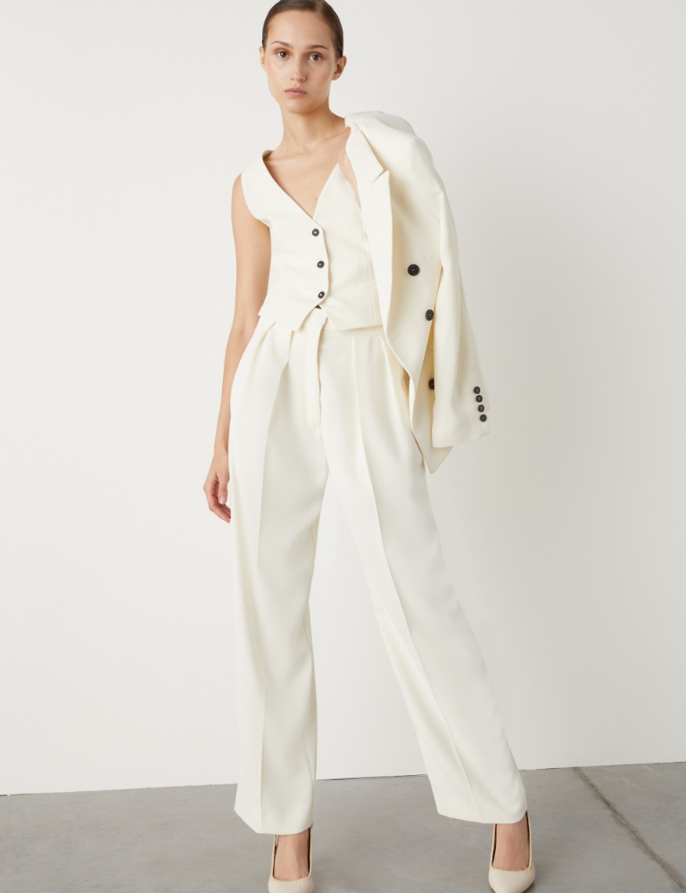 Darted trousers - Wool white - Marella