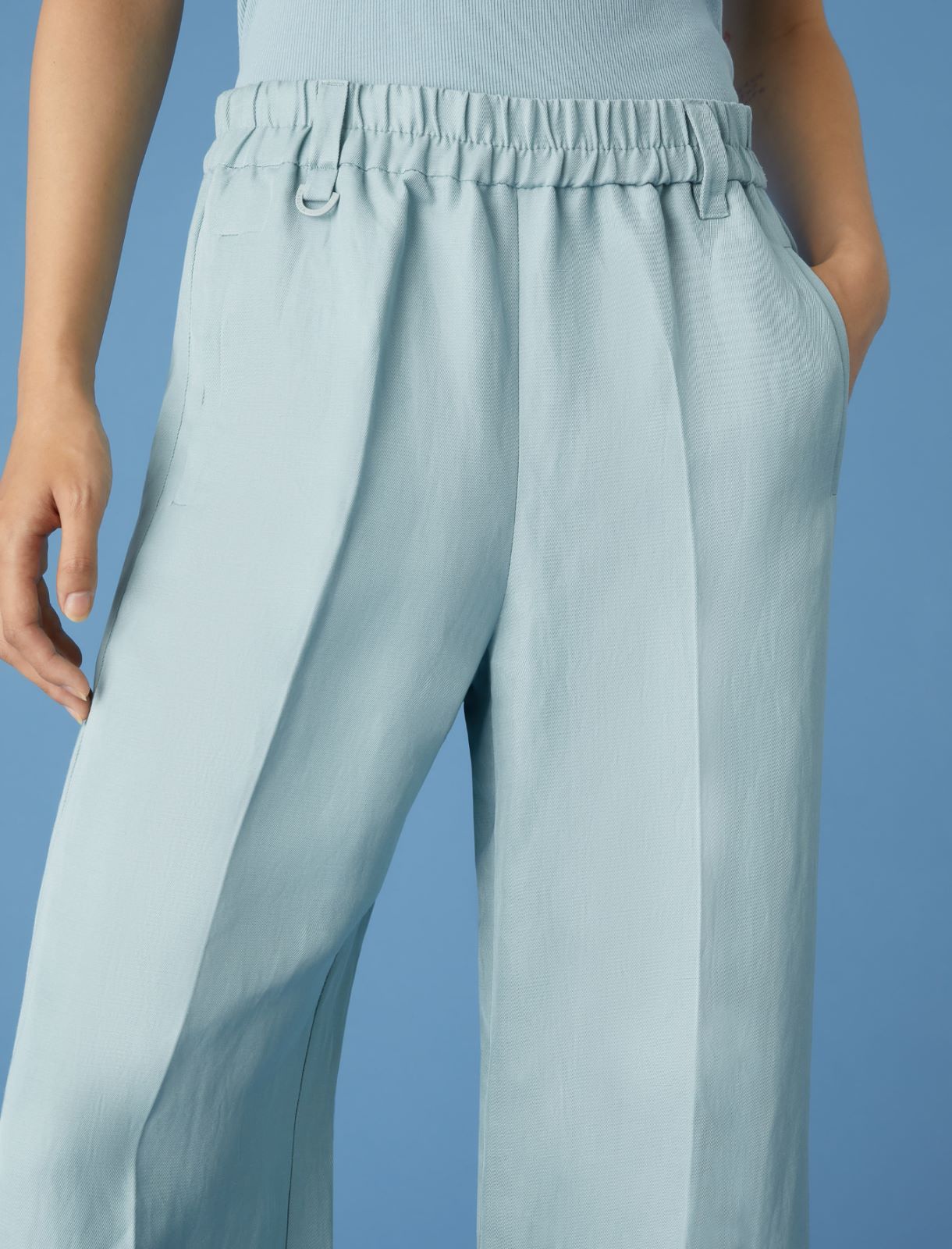 Pantalon en lin mélangé - Bleu ciel - Marella - 4
