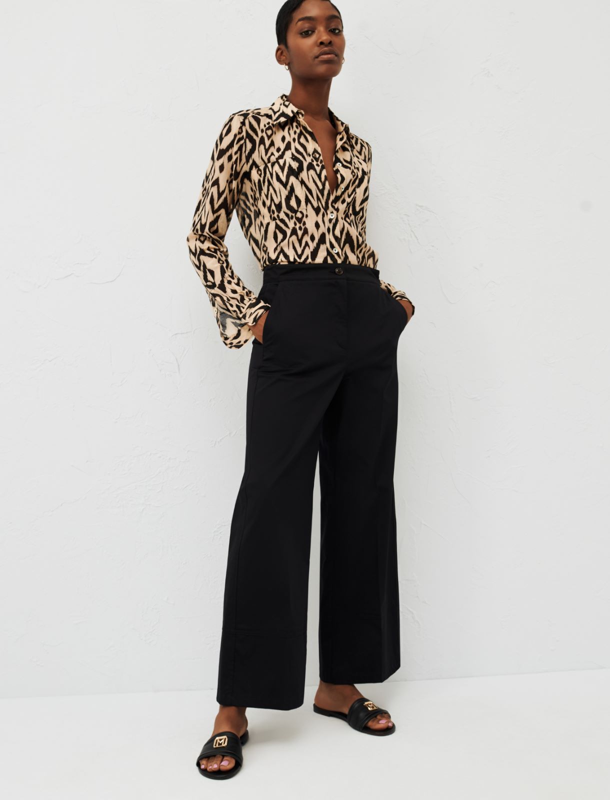 Satin trousers, black