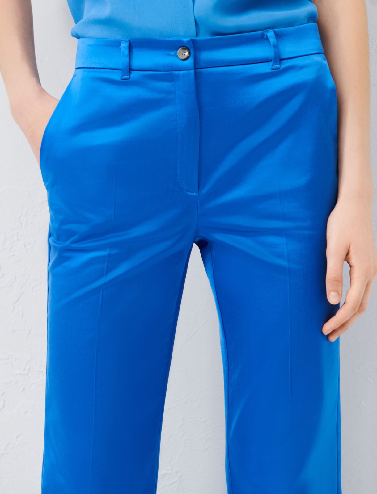 Pantaloni in raso - Azzurro intenso - Marella - 4