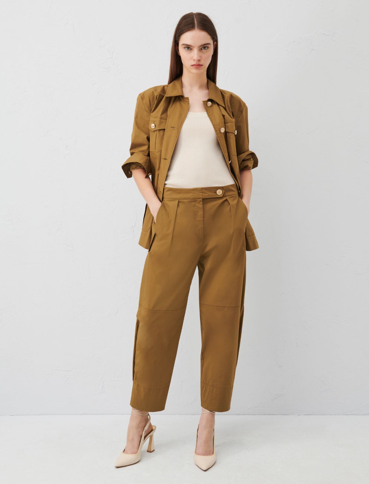 Carrot-fit trousers, olive | Marella 