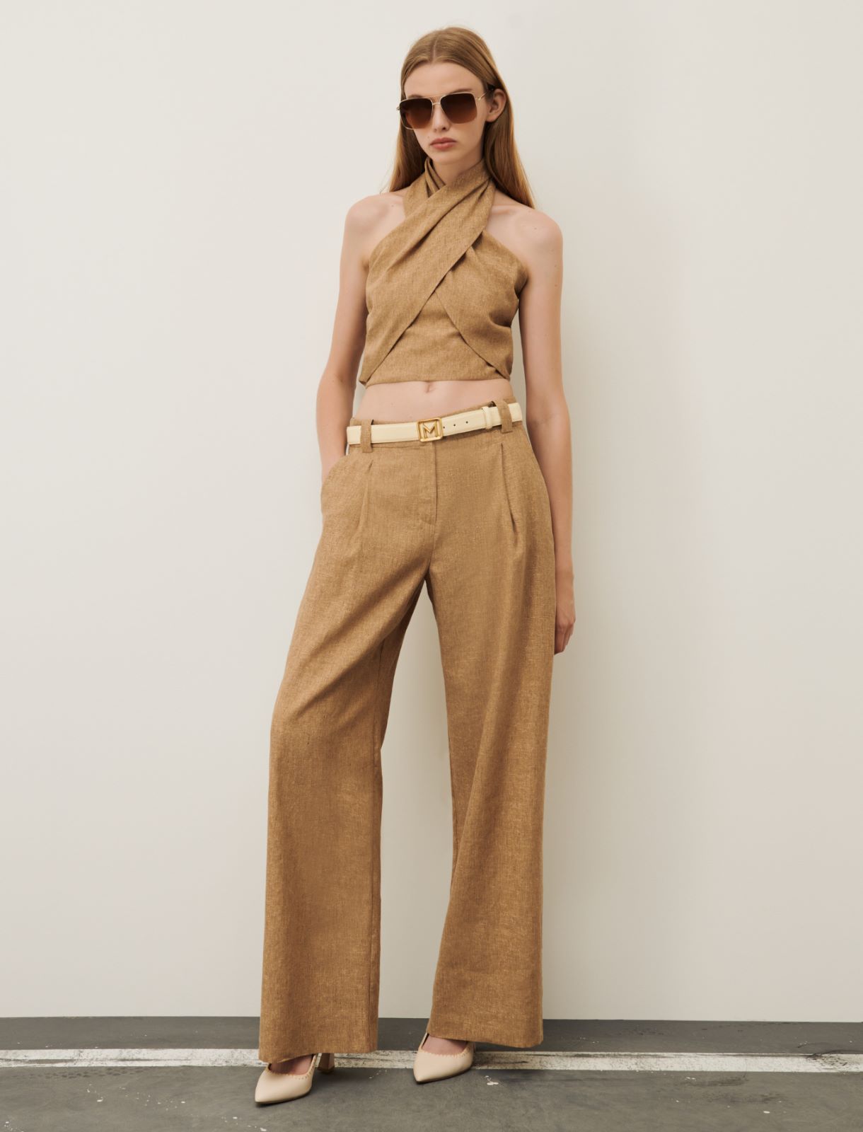 Wide-leg trousers, beige | Marella