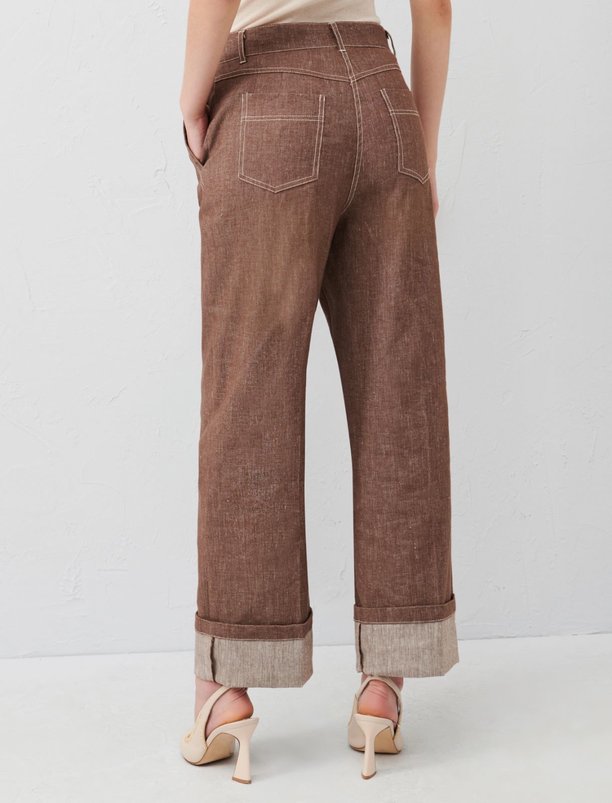Linen-blend trousers - Brown - Marella - 2
