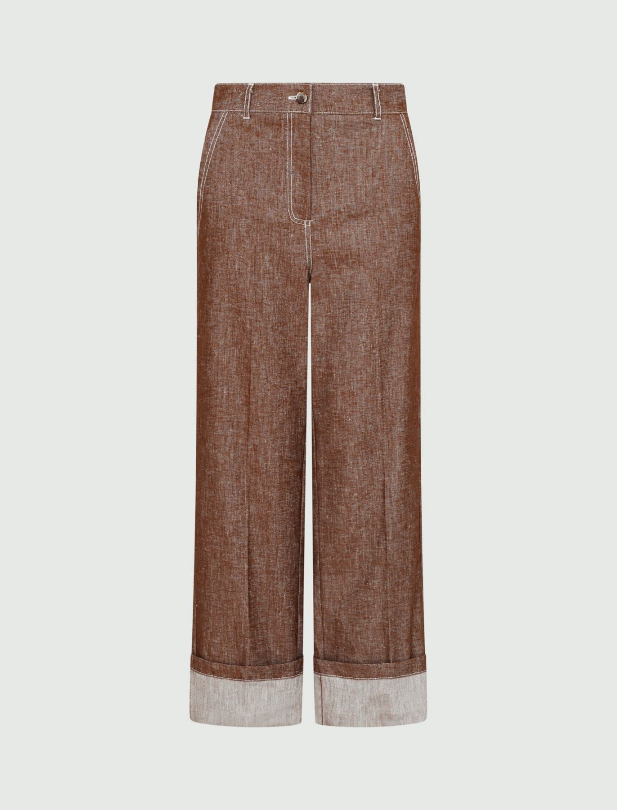 Linen-blend trousers - Brown - Marella - 2