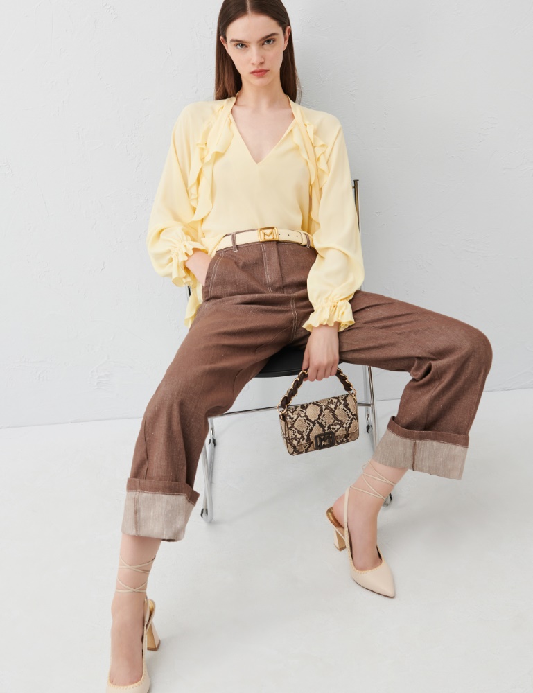Linen-blend trousers - Brown - Marella