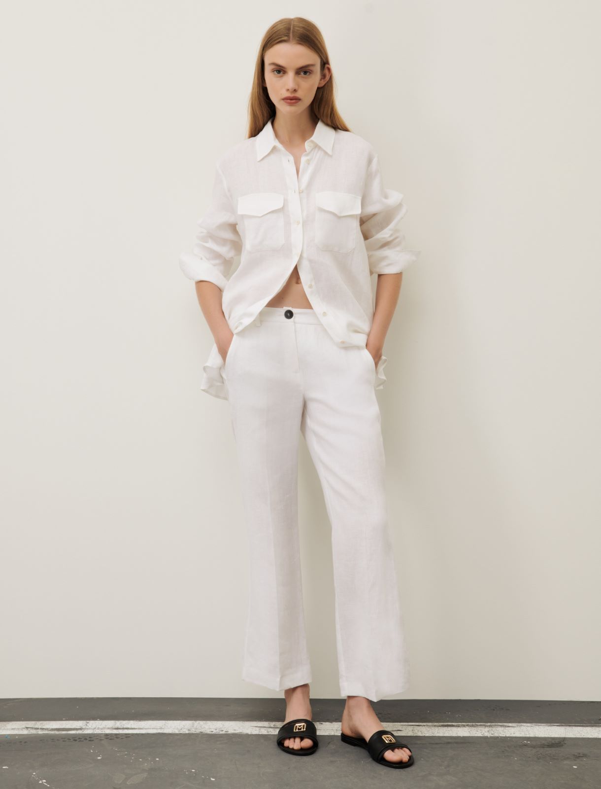 Flared trousers, white | Marella