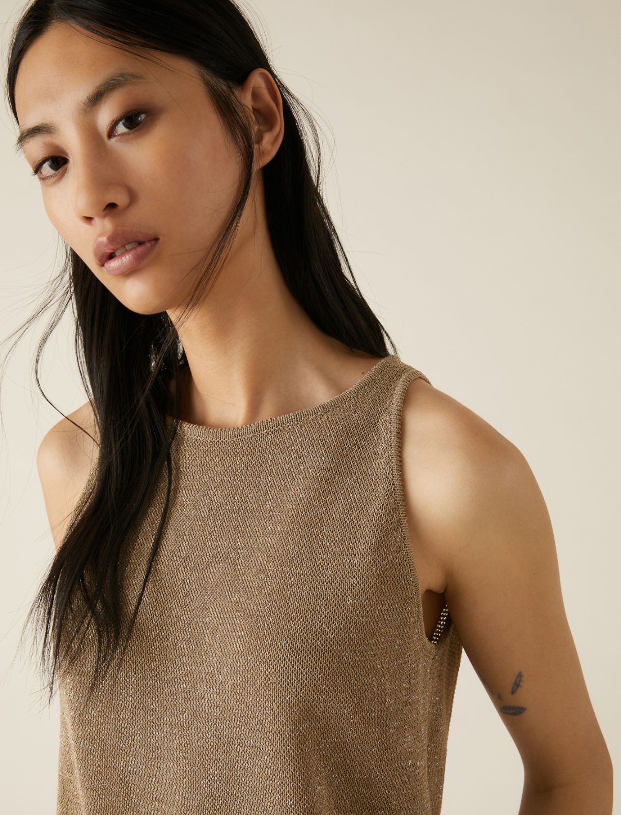 Lurex top, beige | Marella 