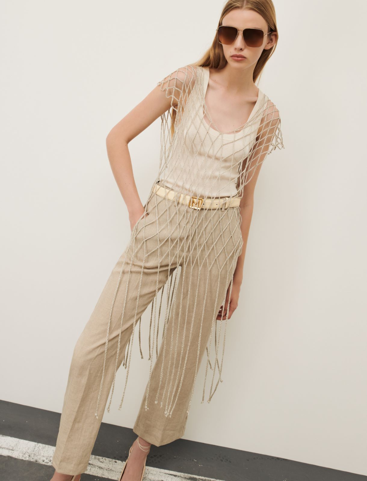 Fringed gilet, pearl grey | Marella