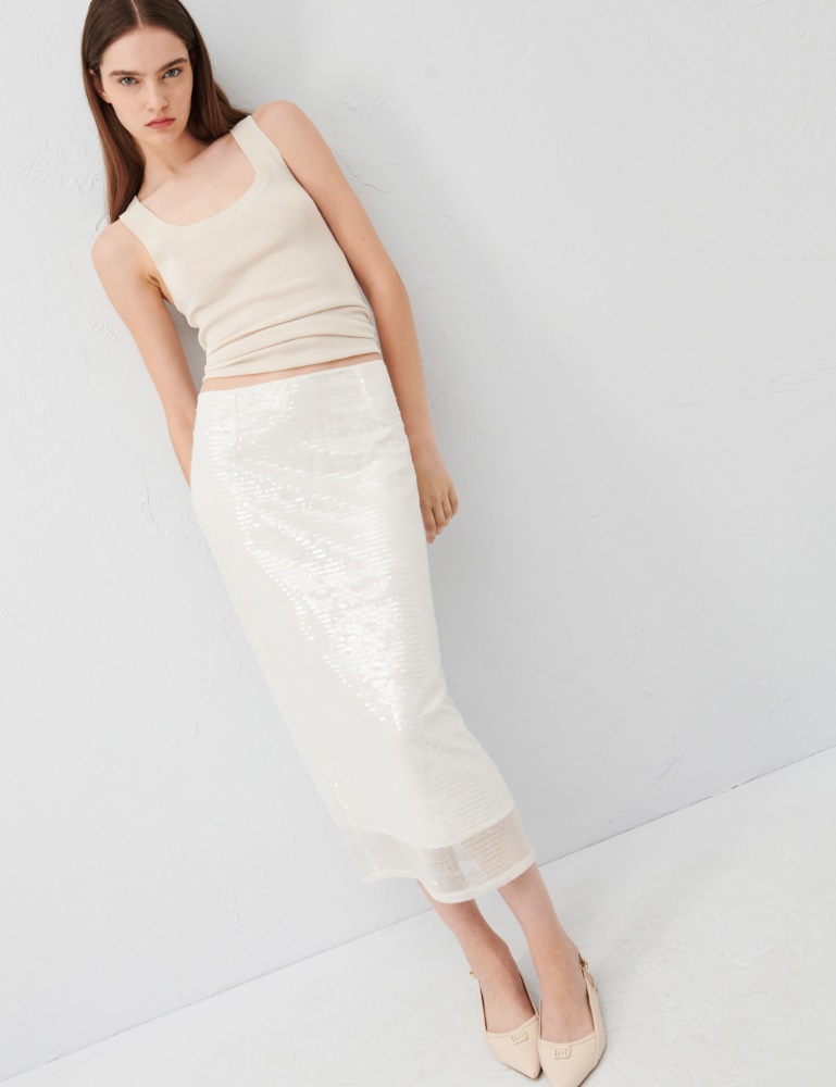Sequin skirt - Optical white - Marella
