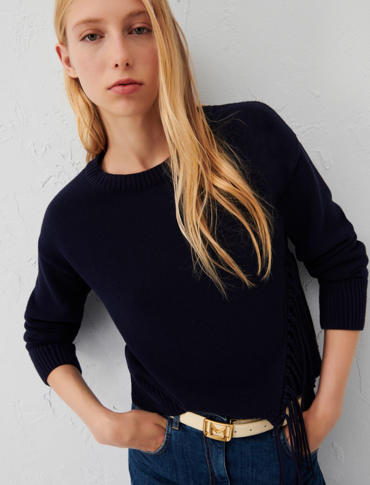 Fringed sweater, navy | Marella