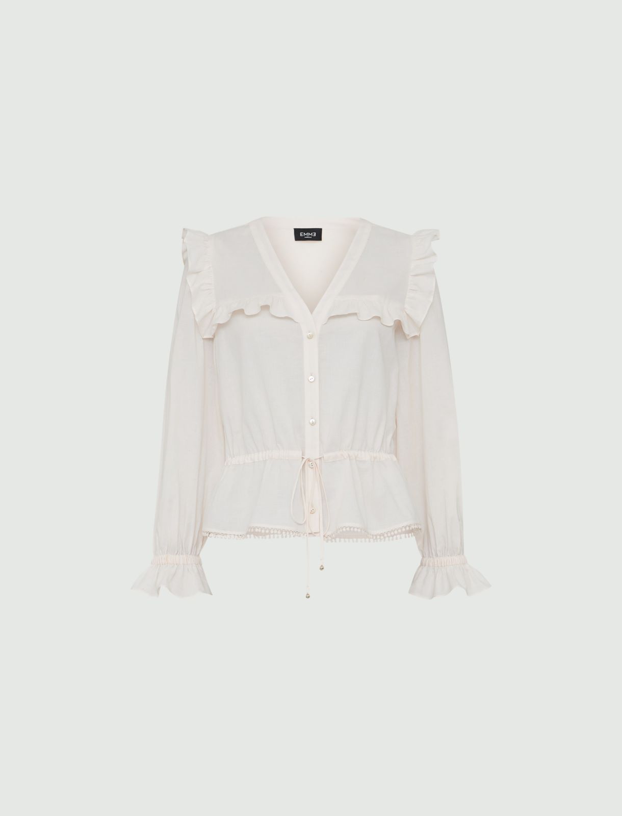Drawstring shirt, ivory | Marella 