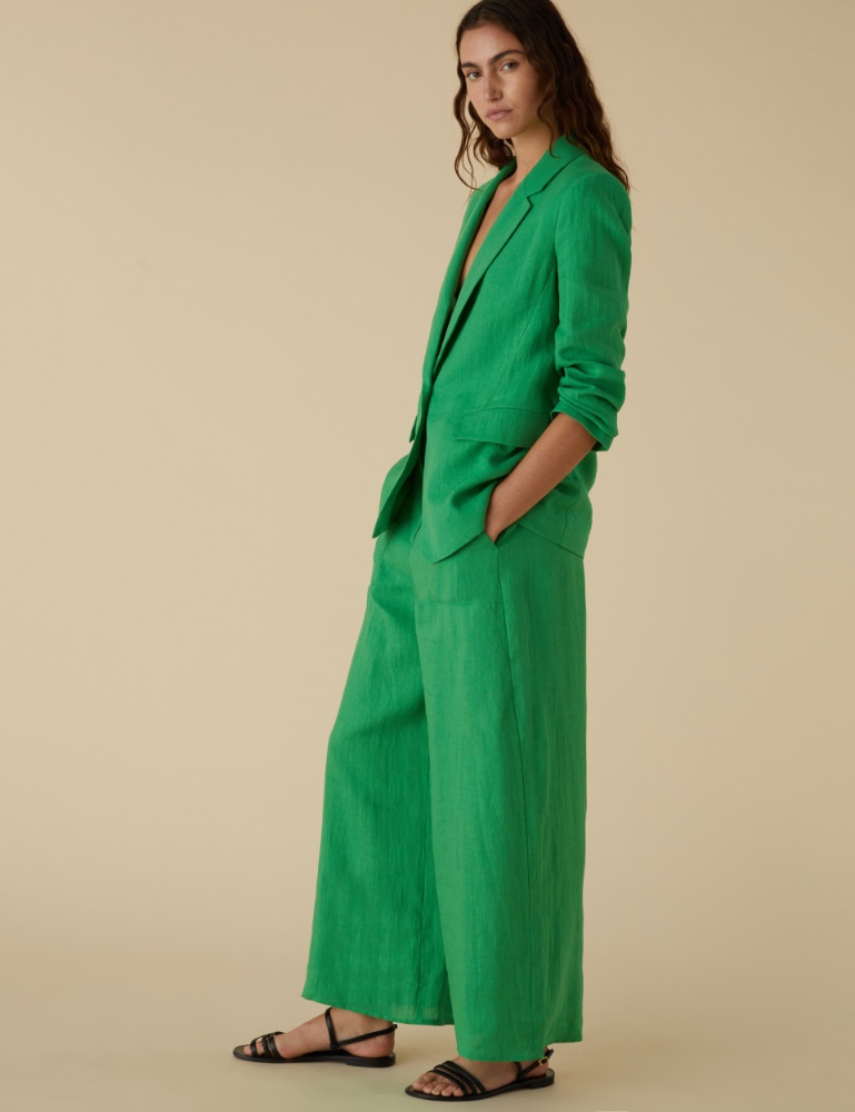 Linen trousers - Emerald - Emme